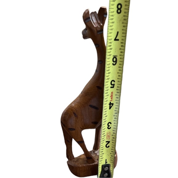 Hand Carved African Giraffe Figurine Wood Kenya - Picture 4 of 4